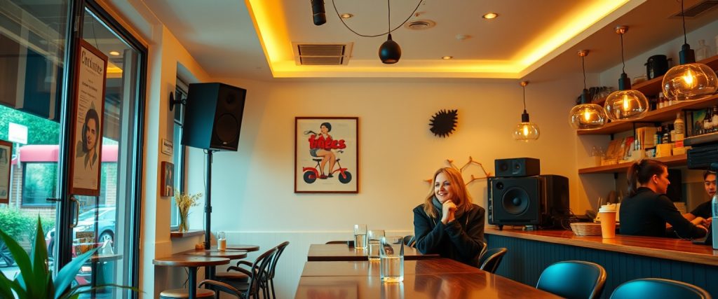 Cafe with audio system
